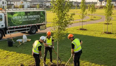 Arborists planting new trees in Troy, NY for professional tree installation services