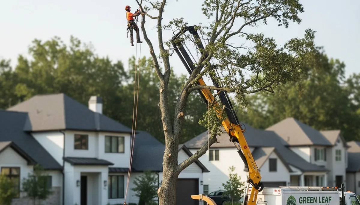 Arborist performing tree removal in Troy, NY for residential property by Chop Chop Tree