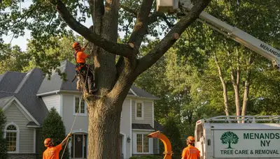 Professional tree removal service in Troy NY safely cutting and clearing large trees