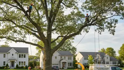 Professional tree removal service in Troy, NY safely clearing hazardous trees for local properties